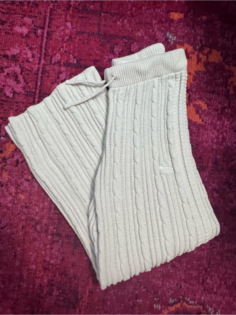 adidas Cream Cable-Knit wide leg sweater pant